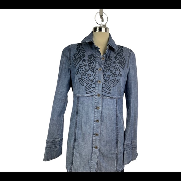 Laura Blue Denim embroidered Jacket Size 8 - Picture 5 of 16
